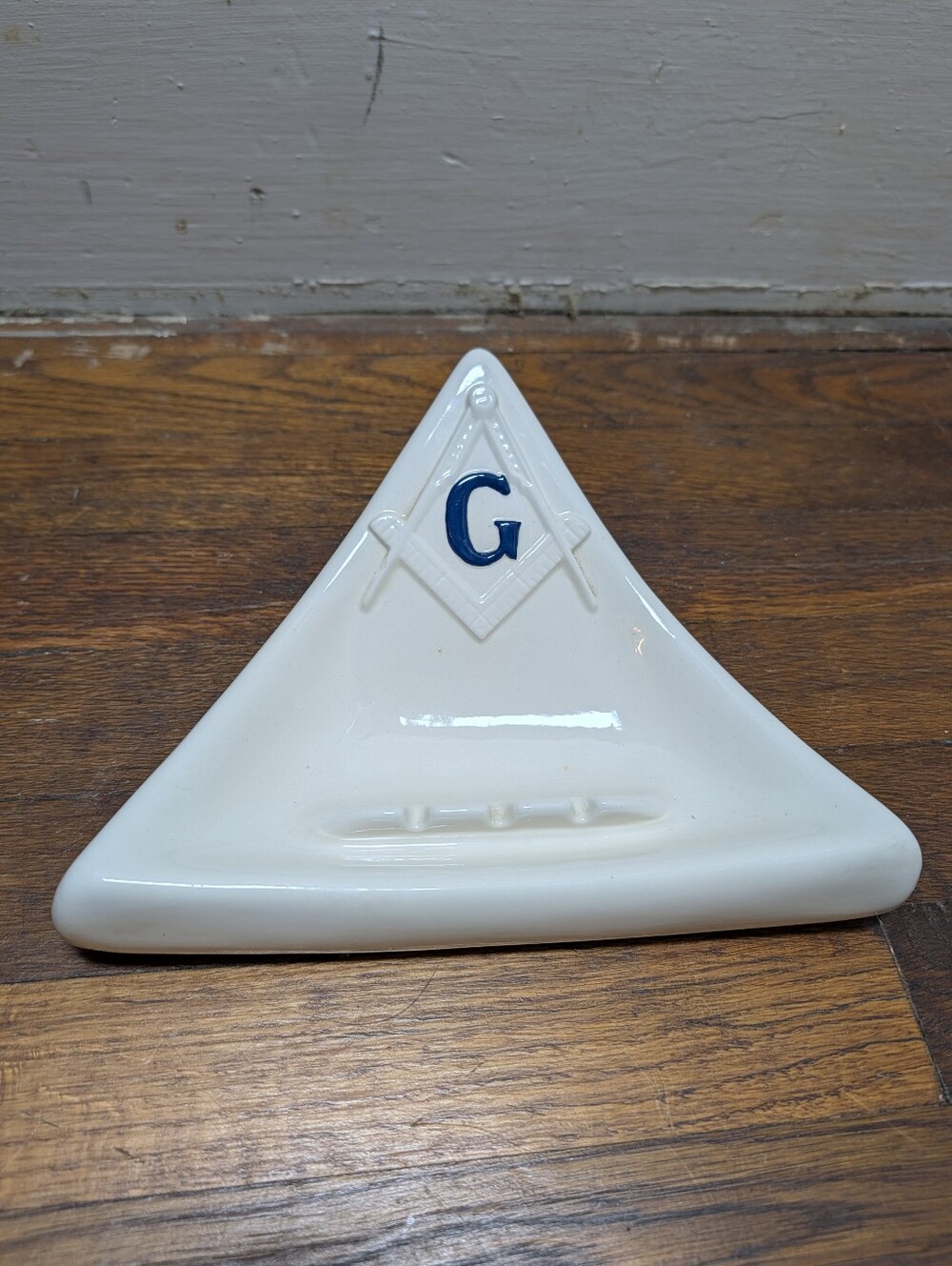 Vintage Ashtray Cigar Cigarette Masonic Ceramic Mason Freemason Handcrafted